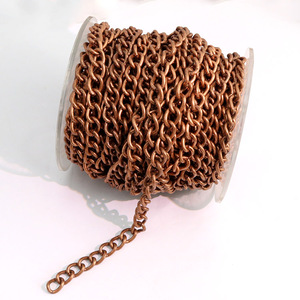 BCL1154 Chunky Unique Antique Tranish <strong>Copper</strong> Bradde <strong>Chain</strong> 4MM Ball Beads Curb Cuban Rolo <strong>Chain</strong> Accessories for Meters - Product Image 3