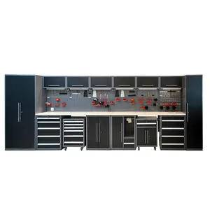 Industrial Level Metal Peg Board GarageWorks Premier Workplace Organization Unit Cabinet Workbench System