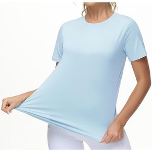 FOXA T-shirt de yoga respirant à manches courtes pour femme, col rond, haut de sport 100% polyester - Product Image 5