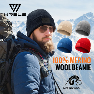 Wrels Thương Hiệu 100% Merino Mũ Len Mùa Đông Ngoài Trời Dệt Kim Mũ Đi Xe Đạp Lạnh Bằng Chứng Mũ Mùa Đông Bán Buôn Thời Trang Ấm Áp Len Beanie - Product Image 1