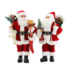 Christmas Decoration Supplier Lovely Gift Children Christmas Santa Claus Doll Decoration Cloth Santa Standing Statues