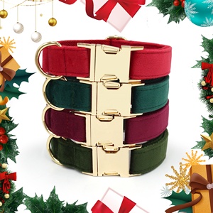 <span class=keywords><strong>Cosas</strong></span> navideñas 2024 tendencia moda terciopelo clásico collar navideño perro moda perro collar suave perro collar ajustable para mascota - Product Image 1
