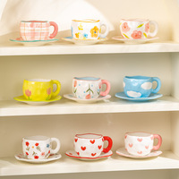 Ensembles de tasses et d'assiettes en céramique créative faits à la main, ensembles de tasses et d'assiettes à café nuage, tasses irrégulières dessinées à la main