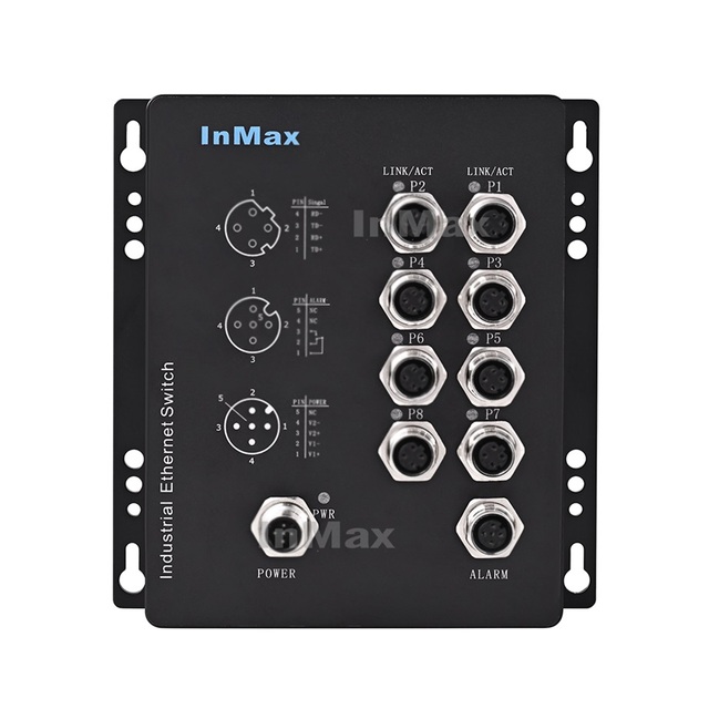 InMax Industrial Ethernet Switch D-coded IP67 8 Port M12 Metro Ethernet Switch Waterproof M12 Railway Ethernet Switch