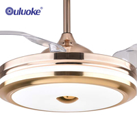 Ventilateur de plafond suspendu pliable avec lumière, style moderne minimaliste, 42 pouces, 4 pales