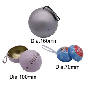 Home Christmas Decoration Gift Candy Sweet Packaging Ball Shape Metal Tin Box