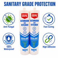 Sealant Silikon Asetat Sanitasi Anti Jamur Tahan Suhu Tinggi untuk Pasar Dubai UAE, Kemasan Kartrid 300ml