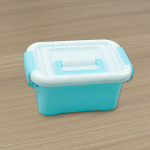 Plastic <b>Storage</b> <b>Box</b> Rectangle 16x10x7.5 Cm With Lid For Toys And Miscellaneous Items Blue Base White Lid - Product Image 3