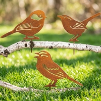 Nuevas Decoraciones de Jardín de Pájaros de Metal Oxidado, Adornos Rústicos de Pájaros para Cercas de Patio Exterior, Artesanía de Hierro Hecha a Mano al por Mayor