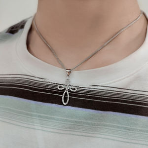 Perak asli 925 bahan indah kalung salib wanita murah dan desain bagus jimat salib perhiasan liontin - Product Image 4