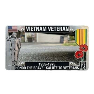 Vietnam Veteran License Plate Frame 1955-1975 Aluminum Alloy <b>Waterproof</b> <b>Sunscreen</b> Embed Style - Product Image 5