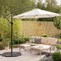 Moderner 3m großer Outdoor-Sonnenschirm mit Stahlstange, hängender Gartenschirm, Ampelschirm für Balkon, Pool, Restaurant
