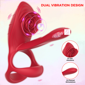 Erwachsenen-Spielzeug Rose Lock Essenz-Ring Vibrator Verzögerungsring zur Penisstimulation - Product Image 1