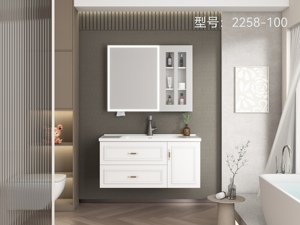 Mueble <span class=keywords><strong>de</strong></span> <span class=keywords><strong>Baño</strong></span> Moderno <span class=keywords><strong>de</strong></span> Madera Maciza y Contrachapada con Lavabo <span class=keywords><strong>de</strong></span> Cerámica, Resistente al Agua, para Uso en Hoteles, Incluye Espejo y Encimera - Product Image 4