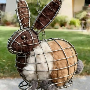 Casetta per Uccelli a Forma di Coniglio in Feltro <span class=keywords><strong>e</strong></span> Cotone, Decorazione da Appendere per Giardino, Portico, <span class=keywords><strong>Pasqua</strong></span> <span class=keywords><strong>e</strong></span> Primavera - Product Image 4