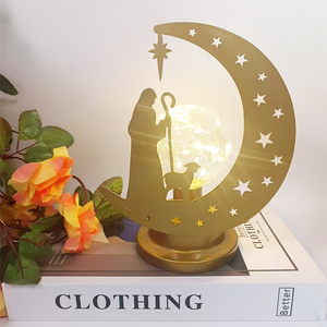 Ramadan lampada da tavolo con luci LED in ferro intagliato <span class=keywords><strong>stella</strong></span> luna <span class=keywords><strong>palazzo</strong></span> per Eid Mubarak & moschea decorazione islamica della tavola regalo - Product Image 3