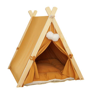 Cama para mascotas tipo tienda de campaña, para perros y gatos, para todas las estaciones, caseta cerrada de madera de pino, cálida para invierno - Product Image 4