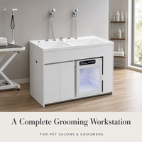 Armoire de lavage et séchage intégrée pour animaux de compagnie, baignoire double cuve pour toilettage canin avec sécheuse intégrée, purification et contrôle tactile pour salon d'animalerie