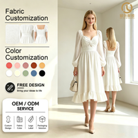 20626 Nouvelle Robe d'Automne Tendance en Mousseline de Soie Évidée à Manches Longues, Robes Élégantes Personnalisées pour Femmes, Vêtements Féminins