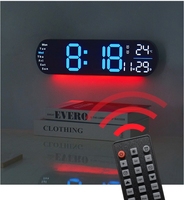 Horloge murale numérique LED multifonctionnelle moderne pour la décoration de la maison, avec luminosité réglable, minuterie DST, en plastique