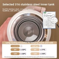 JM Tasse Thermos Isotherme en Acier Inoxydable 316 à Affichage de Température Simple, Haute Valeur Esthétique, pour Femmes, Usage Domestique et Étudiants