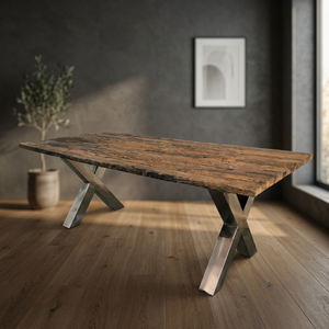 Industrial Vintage Indian Iron Metal X Design <b>Legs</b> Solid Wood <b>Folding</b> Dining <b>Table</b> Farmhouse Hotel Apartment Home Furniture - Product Image 3