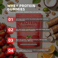 Complément alimentaire sportif en gommes protéinées au saveur fraise, prêtes à l'emploi, pour adultes, formule équilibrée pour l'alimentation quotidienne, en gros