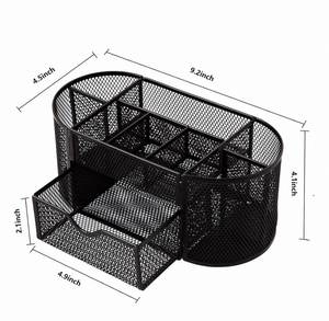 Multi-Functional Desk Organizer Iron Mesh Design with Pen Holder Drawer Office Supplies <b>Desktop</b> Caddy Storage Boxes <b>Bins</b> - Product Image 5
