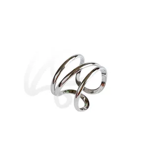 925 Sterling Zilver Eenvoudige Drie Lagen Open Ringen Voor Vrouwen Chic Stijl Koreaanse Pop Vrouwelijke Sieraden Nieuwe Collectie