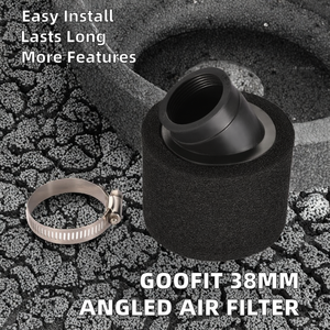 <span class=keywords><strong>Filtre</strong></span> à <span class=keywords><strong>air</strong></span> <span class=keywords><strong>double</strong></span> en <span class=keywords><strong>mousse</strong></span> angulaire à 45 degrés GOOFIT 38 mm, remplacement pour moto, VTT, scooter, moto tout-terrain 4 temps 50cc/125cc, neuf - Product Image 2