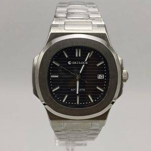 Montre mécanique de luxe SEILOCE NH35 en acier inoxydable 40 mm avec calendrier et mouvement à aiguilles simple - Product Image 4