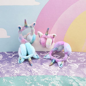 Лидер продаж, классическое Новое поступление, Зимняя повязка на голову из искусственного меха единорога, 4 вида цветов мягкие теплые наушники - Product Image 1