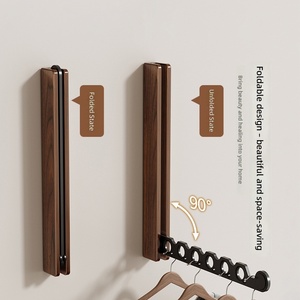 Séchoir à linge invisible en <span class=keywords><strong>bois</strong></span> de noyer <span class=keywords><strong>et</strong></span> corde à linge murale pour balcon <span class=keywords><strong>et</strong></span> fenêtre en baie – Cintre moderne intérieur/extérieur - Product Image 3