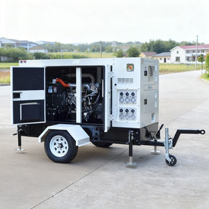 גנרטור דיזל נייד מסוג קרוואן פתוח 30kva-50kva 25-50kw עם גלגלים, גגון ומערכת ATS - Product Image 1