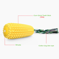 Jouet à mâcher pour chien en TPR personnalisable en gros, forme de maïs classique avec corde en coton, jouets à mâcher pour chien