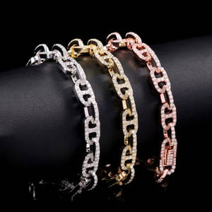 Fashion Sterling Silver 925 VVS1 Moissanite Diamonds Bracelet Pig Nose Cuban Link Chain Bracelet Wedding Jewelry Gifts Parties - Product Image 1