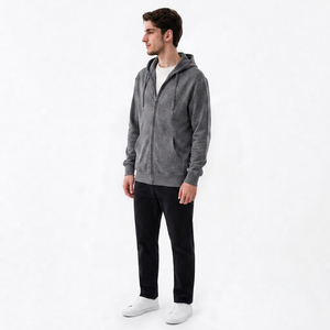 Sweat-shirt à capuche zippé intégral pour homme, en molleton uni, veste décontractée streetwear, personnalisable avec logo, vente en gros, vêtements OEM - Product Image 1