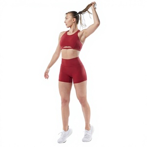 Custom Women Fitness Sports Bra <b>Red</b> Racerback <b>Crop</b> <b>Top</b> Gym Yoga Activewear Private Label OEM Wholesale Manufacturer - Product Image 5
