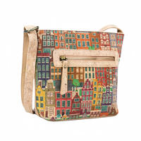Tas dan dompet gabus untuk wanita tas ember selempang Mini dengan dompet ringan desain Bohemian antik cetak kustom