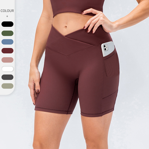 Pantalones cortos de Yoga de nuevo estilo Pantalones deportivos ajustados de cintura cruzada Pantalones cortos deportivos <span class=keywords><strong>para</strong></span> correr <span class=keywords><strong>para</strong></span> cancha de tenis - Product Image 1
