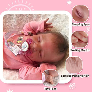 46CM tam vücut yeniden doğmuş bebek uyku nisan gülümseme bebek el yapımı yüksek kaliteli bebek gerçek yumuşak dokunmatik topluca bebek koleksiyon sanat - Product Image 4