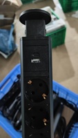 Prise électrique encastrée Jiaxin, panneau noir EU, prises USB cachées, 3 prises de table
