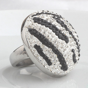 Stainless Steel <b>Ring</b> Animal Print <b>Crystal</b> Pave Setting Unisex Party Jewelry - Product Image 1
