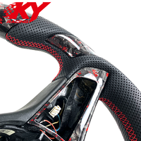 Volant sport personnalisé en fibre de carbone forgée rouge et cuir noir pour Alfa Romeo Giulia Stelvio