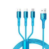 Câble USB multifonction 3 en 1, charge rapide 66W, nylon tressé, multi-ports pour TC Micro USB Smartphone, vente en gros