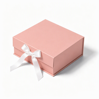 Boîte cadeau magnétique rigide en carton pliable rose avec logo personnalisé pour l'emballage artisanal