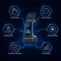 Robot d'affichage publicitaire commercial autonome, robot d'accueil IA à mouvement autonome, écran tactile, guide vocal pour les expositions, le commerce de détail et l'hôtellerie