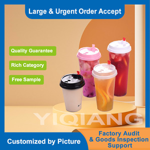 Tái sử dụng 90mm ly nhựa có nắp đậy ống hút cho nước trái cây smoothies nước Cocktail trà cà phê xicara de CHA de leite de plastico - Product Image 4