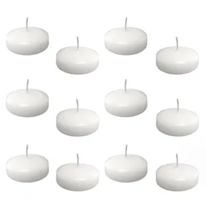 10 Hour Floating Candles 3" White Unscented Drippless Wax Discs Float Candle For Cylinder Vases