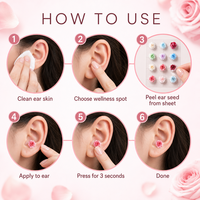 Autocollants auriculaires en strass rose, graines de pression auriculaire en cristal, patch de soin pour la santé